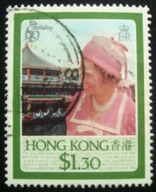 Selo postal de Hong Kong de 1986 Queen Elizabeth II 1,30