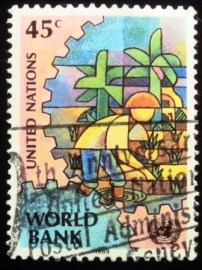 Selo postal da ONU Nova Iorque de 1989 World Bank