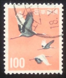 Selo postal do Japão de 1963 Red-crowned Cranes
