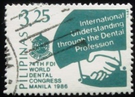 Selo postal das Filipinas de 1987 Handshake & Congress badge