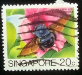 Selo postal de Singapura de 1985 Blue Carpenter Bee