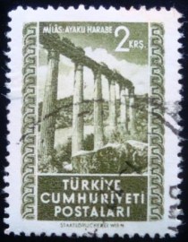 Selo postal da Turquia de 1952 Attractions and Atatürk 2