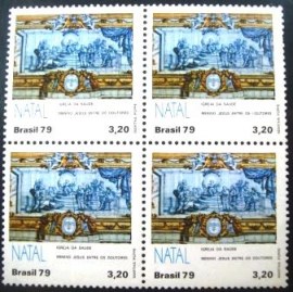 Quadra de selos do Brasil de 1979 Menino Jesus entre os Doutores