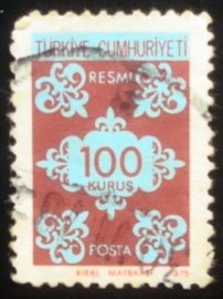 Selo postal da Turquia de 1975 On Service 100