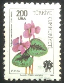 Selo postal da Turquia de 1990 Cyclamen
