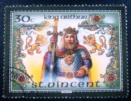 Selo postal de São Vicente de 1986 King Arthur Legend 30