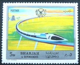 Selo postal do Emirado de Sharjah de 1971 Future train