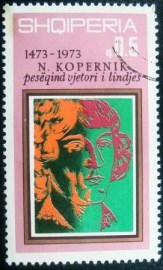 Selo postal da Albânia de 1973 ‭Nicolaus Copernicus
