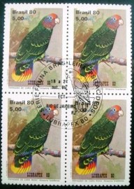 Quadra de selos postais do Brasil de 1980 Cara Roxa