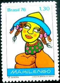 Selo postal do Brasil de 1976 Menina