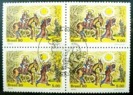 Quadra de selos do Brasil de 1980 Fuga para o Egito