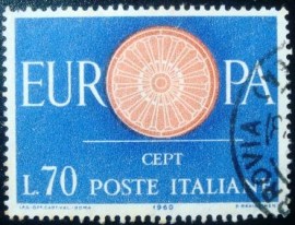 Selo postal da Itália de 1960 Europa 70
