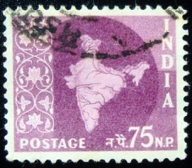 Selo postal da Índia de 1959 Map of India 75