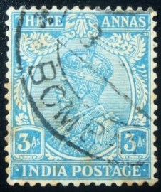 Selo postal da Índia de 1926 King George V with Indian emperor's crown 3