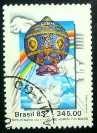 Selo postal do Brasil de 1984 Irmãos Montgolfier