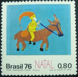 Selo postal do Brasil de 1976 Papai Noel