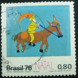 Selo postal do Brasil de 1976 Papai Noel - C 959 U