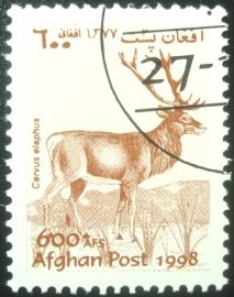 Selo postal do Afeganistão de 1998 Red Deer