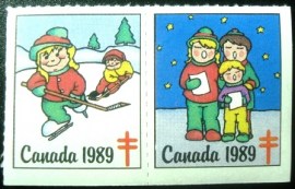 Par de selos Cinderella do Canadá de 1968 Natal Tuberculose