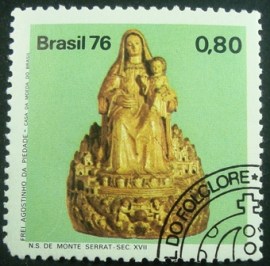 Selo postal do Brasil de 1976 N.S. Monte Serrat