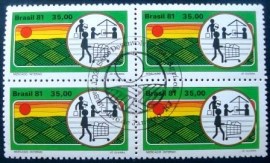 Quadra de selos do Brasil de 1981 Mercado Interno