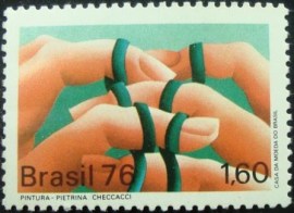 Selo postal do Brasil de 1976 Pintura Dedos