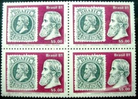 Quadra de selos do Brasil de 1981 Cabeça Pequena 100