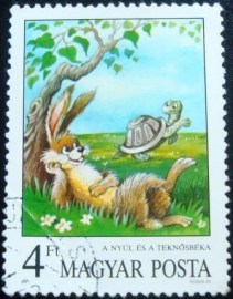 Selo postal da Hungria de 1987 The Tortoise and the Hare