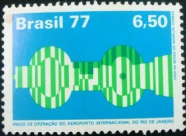 Selo Postal do Brasil de 1977 Aeroporto do Rio de Janeiro