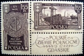 Se Tenant da Polônia de 1962 Seal of Unislaw and Shipyard