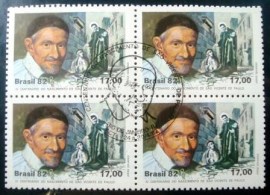 Quadra de selos do Brasil de 1982 São Vicente de Paula