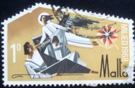 Selo postal de Malta de 1968 Star of Bethlehem and Angel
