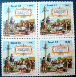 Quadra de selos do Brasil de 1982 Fundação de São VIcente