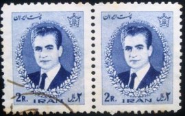 Par de selos postais do Iran de 1966 Rezā Shāh Pahlavī