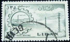 Selo postal do Líbano de 1958 Cogwheel & electric Line