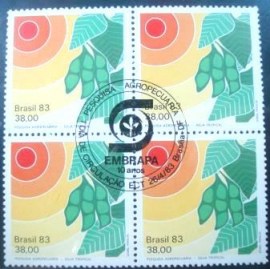 Quadra de selos do Brasil de 1983 Soja Tropical