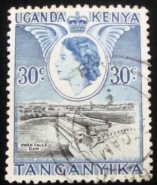Selo postal da África Oriental Britânica de 1954 Owen Falls Dam