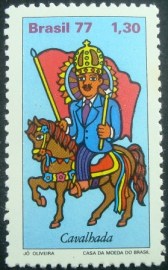 Selo postal do Brasil de 1977 Cavalhada