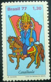 Selo postal do Brasil de 1977 Cavalhada n