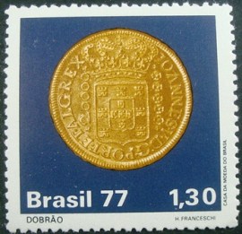 Selo postal do Brasil de 1977 Dobrão