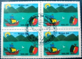 Quadra de selos do Brasil de 1984 Carlos Peixoto Mangueira