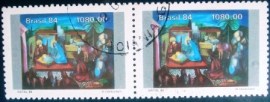 Par de selos comemorativos do Brasil emitidos em 1984 - C 1435 U