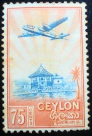 Selo postal do Ceilão de 1950 Ratmalana plane