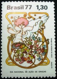 Selo postal do Brasil de 1977 Ação de Graças