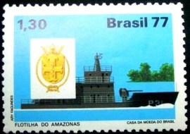 Selo postal do Brasil de 1977 Flotilha do Amazonas