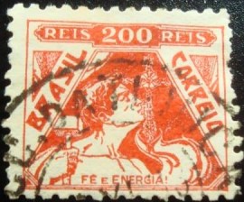 Selo postal do Brasil de 1933 Fé e energia 200