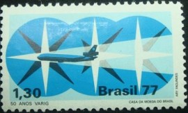 Selo postal do Brasil de 1977 Varig - C 1023 N