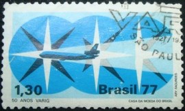 Selo postal do Brasil de 1977 Varig - C 1023 NCC