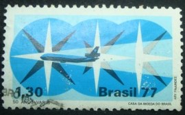 Selo postal do Brasil de 1977 Varig - C 1023 U