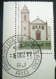 Selo postal do Brasil de 1977 Matriz Igaraçu - PE